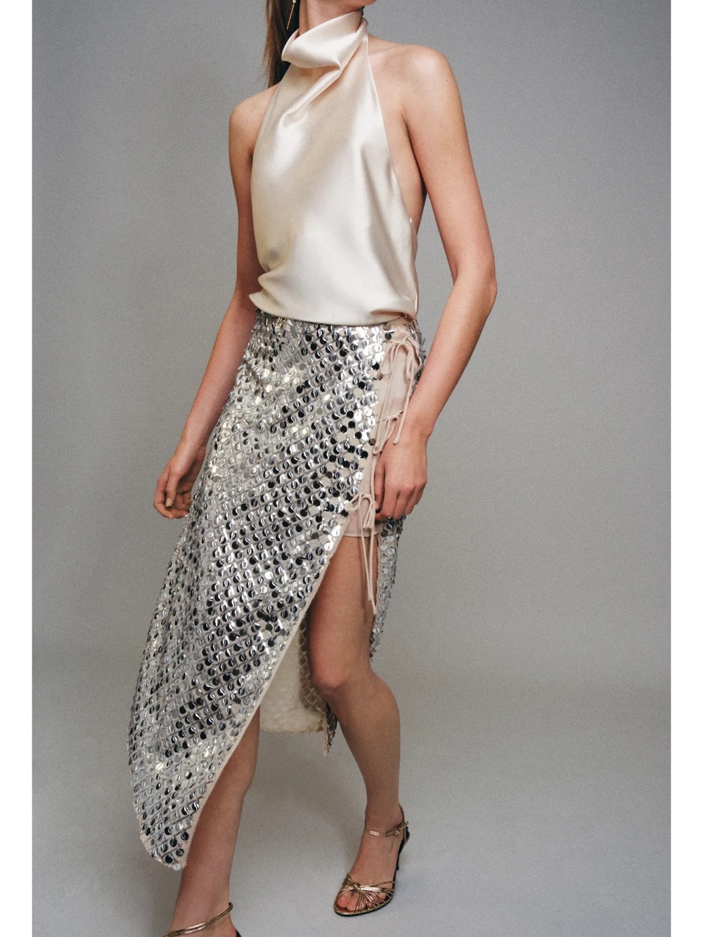 Zara ASYMMETRIC SEQUIN MIDI SKIRT
